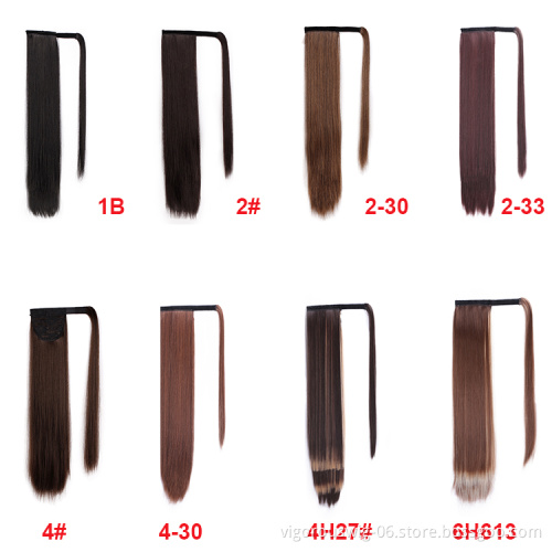 Vigorous Ponytail Extension Long Straight Wrap Around Clip in Hair Extension 22 inch Synthetic Hairpiece for Women